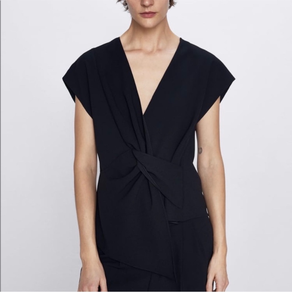 Zara Black Draped Top